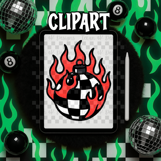 checkered flame ornament red  - clipart