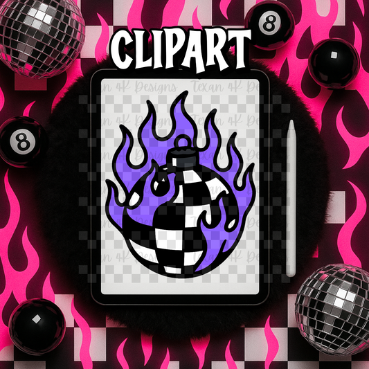 checkered flame ornament purple  - clipart