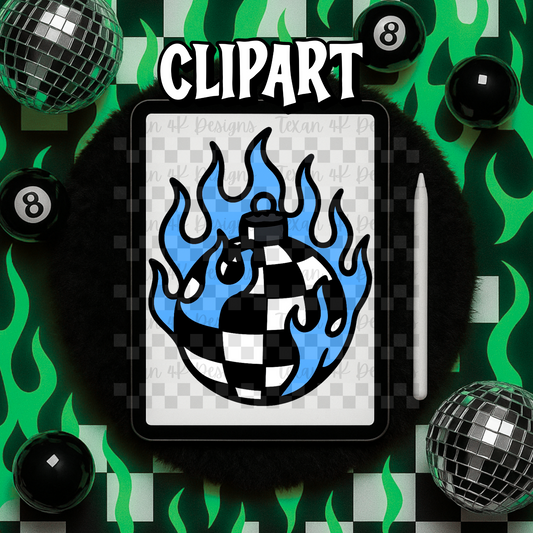 checkered flame ornament blue  - clipart