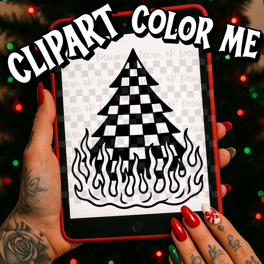 checkered flame christmas tree outline - clipart