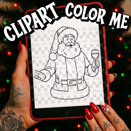 tim A santa holding wine outline - clipart