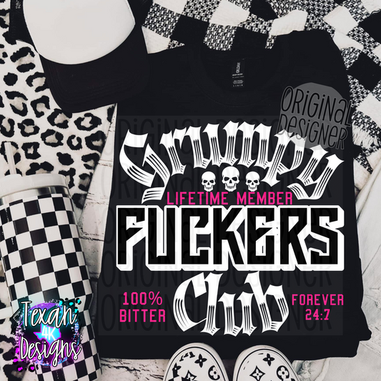 grumpy F club white & hot pink - DIGITAL PNG