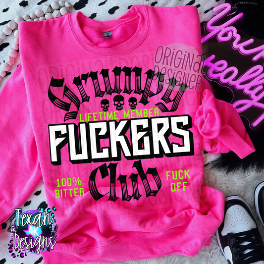 grumpy F club black & lime green - DIGITAL PNG