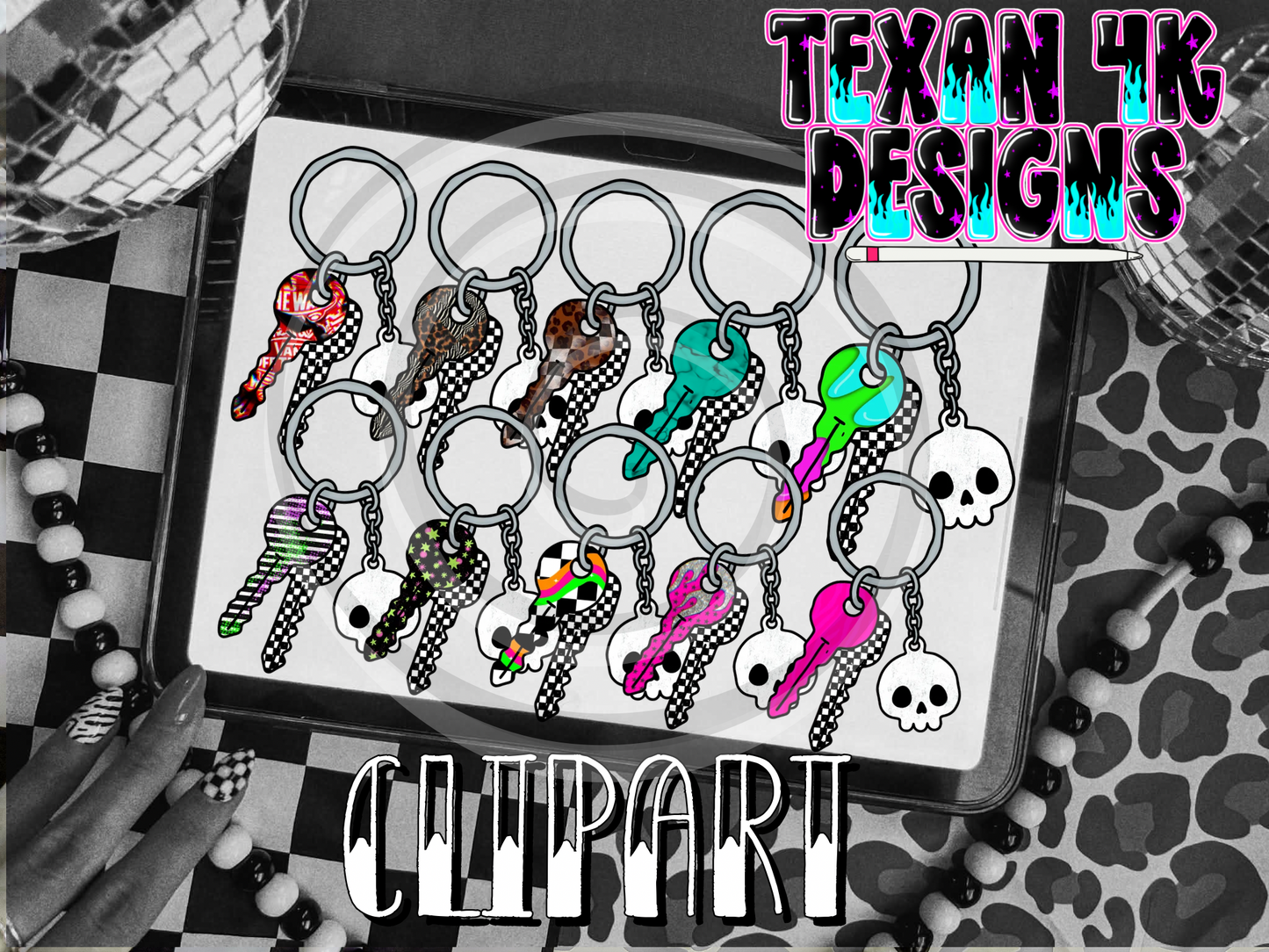 skull keychain - 10 clipart