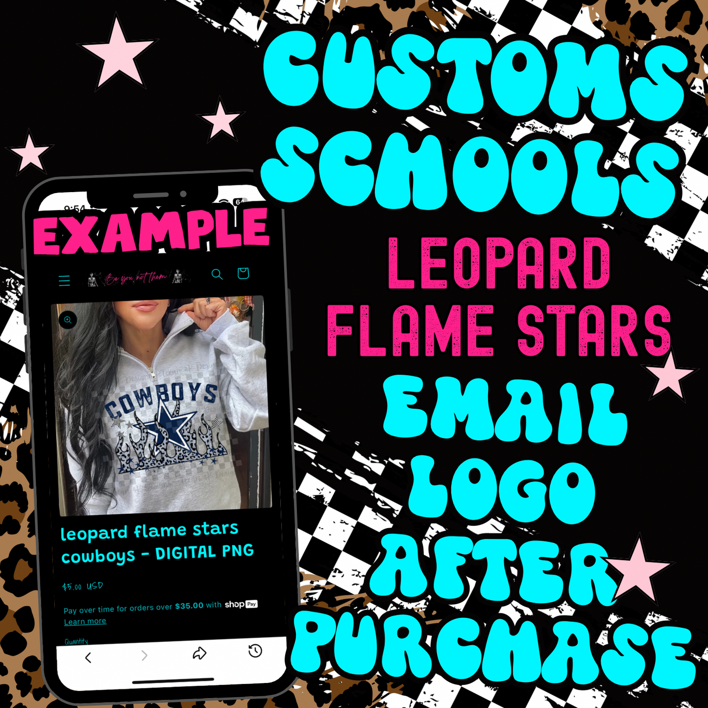 CUSTOM LEOPARD FLAME STARS -  DIGITAL PNG