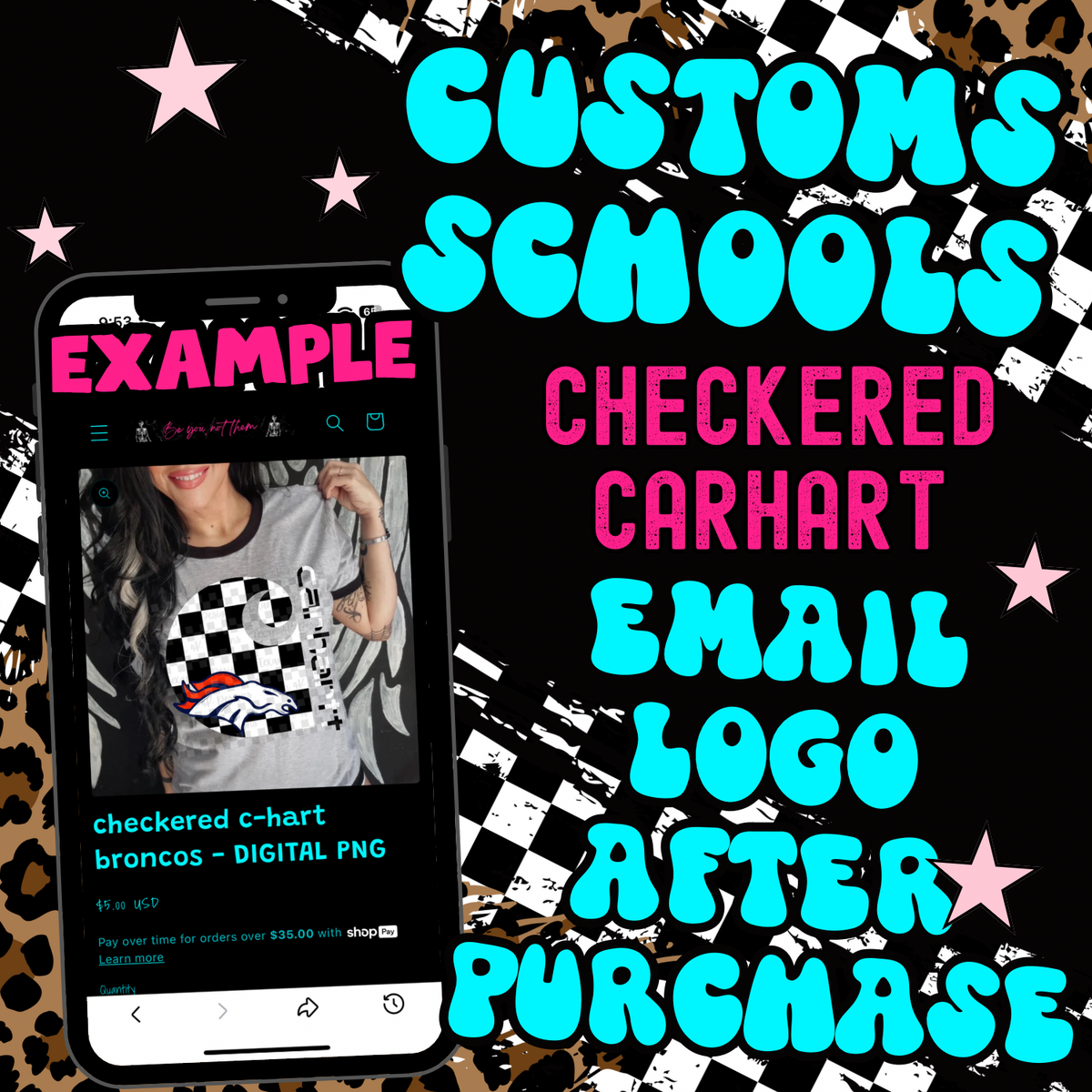 CUSTOM CHECKERED C-HART - DIGITAL PNG – Texan 4K Designs