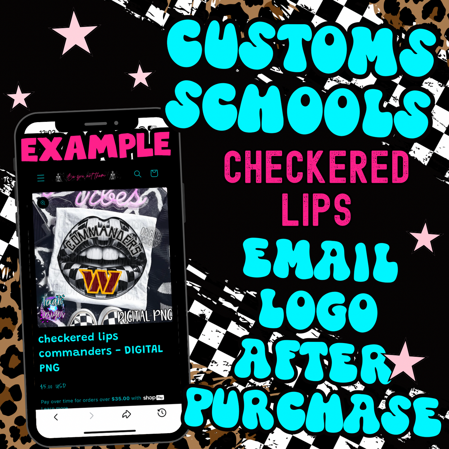 CUSTOM CHECKERED LIPS -  DIGITAL PNG