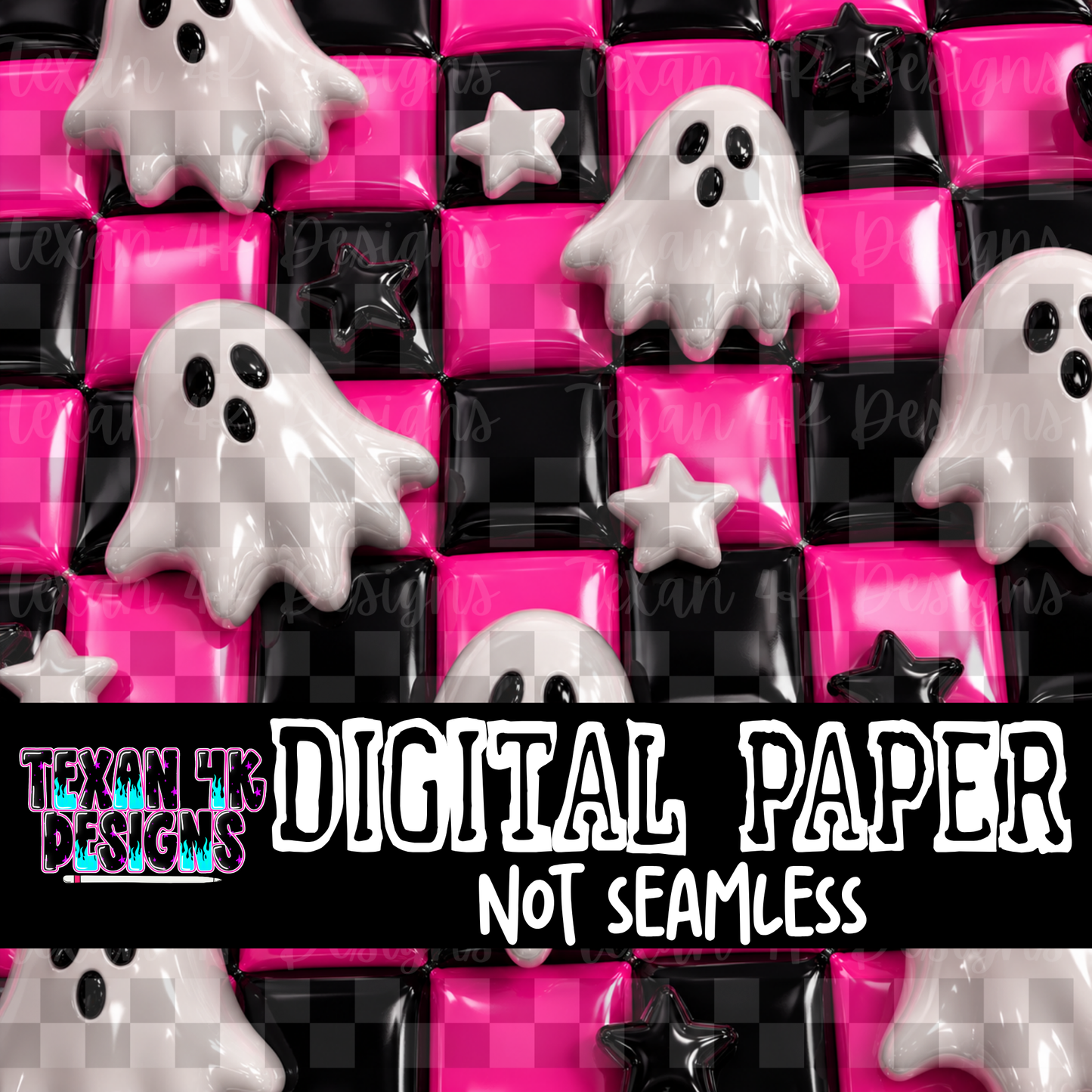 checkered ghost stars (pink)  - DIGITAL PAPER