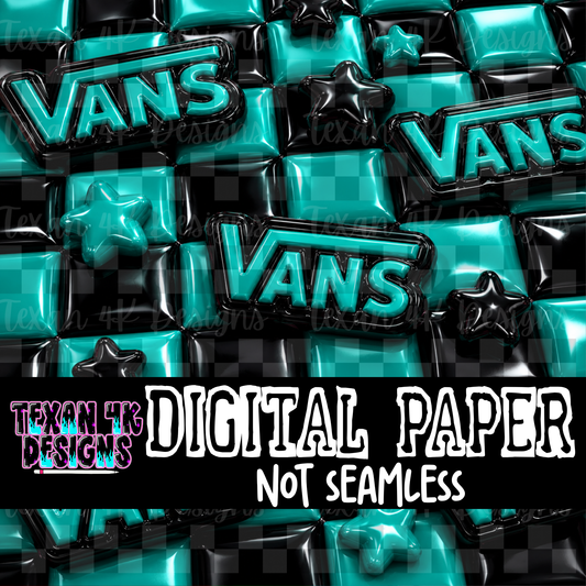 checkered V stars (teal) - DIGITAL PAPER
