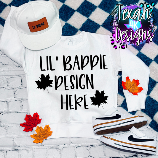 white creneck sweatshirt, toddler boy, edgy, fall, flatlay mock up