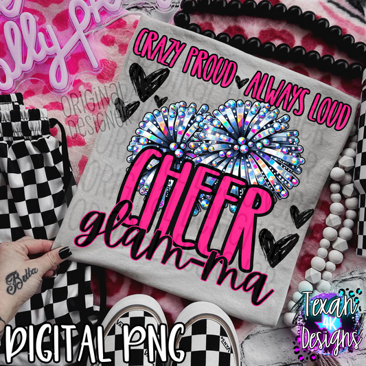 crazy proud always loud cheer glam-ma - DIGITAL PNG