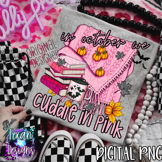 in october we cuddle in pink - DIGITAL PNG