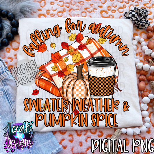 falling for autumn sweater weather & pumpkin spice - DIGITAL PNG