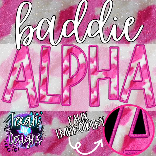 pink cow fur BADDIE alphabet