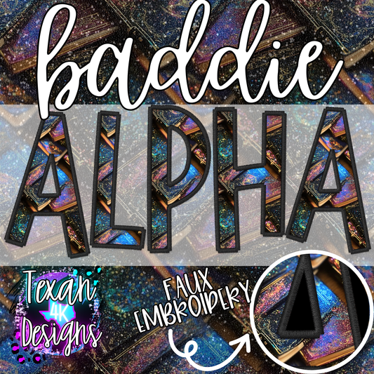 glitter old books BADDIE alphabet