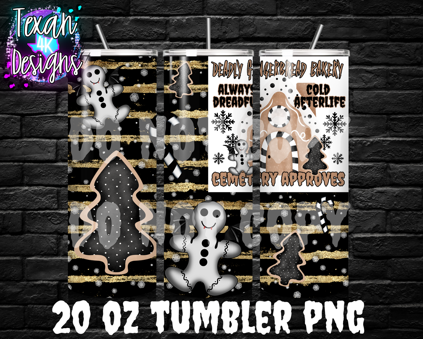 20oz tumbler wrap deadly gingerbread bakery - DIGITAL PNG