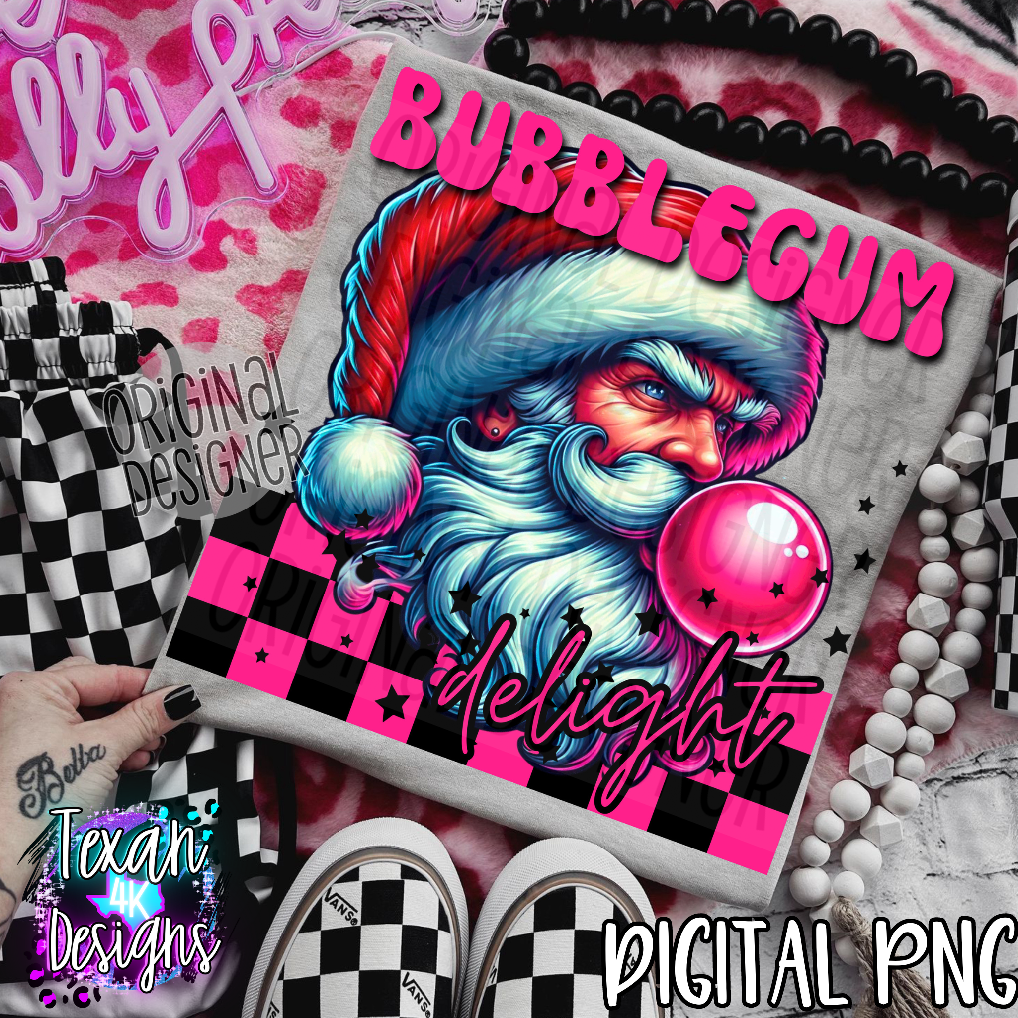 bubblegum delight santa - DIGITAL PNG – Texan 4K Designs