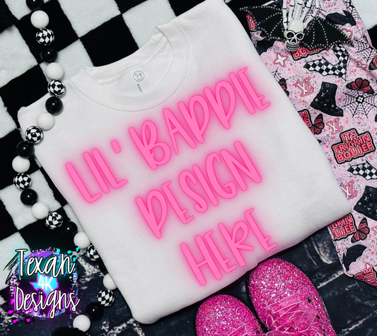 white creneck  shirt, toddler girl, checkered, edgy, spooky, boujee,  flatlay mock up