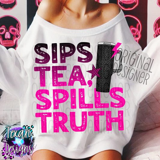 sips tea, spills truth - DIGITAL PNG