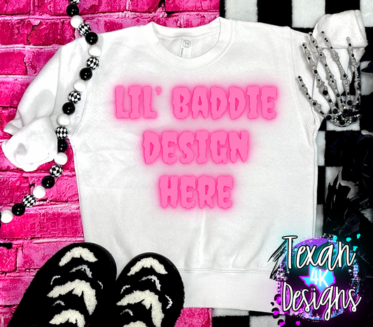 white crewneck , toddler girl, checkered, edgy, spooky, flatlay mock up