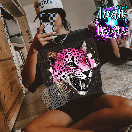 gold gitter pink leopard - DIGITAL PNG