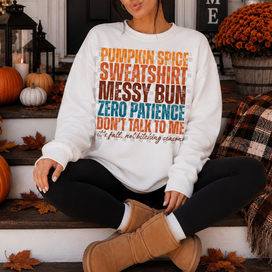 pumpkin spice sweatshirt messy bun  - DIGITAL PNG