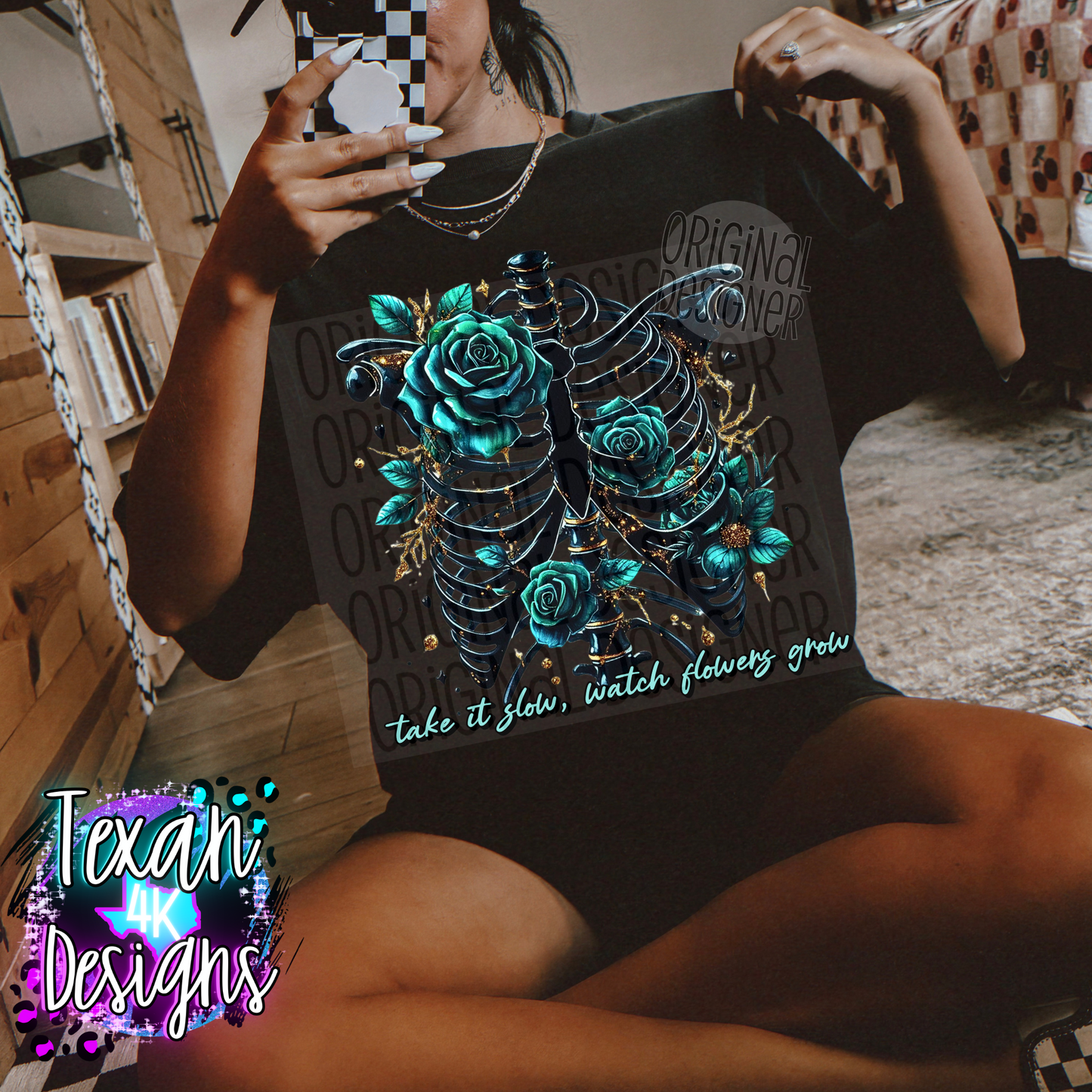 take it slow, watch flowers grow  - DIGITAL PNG