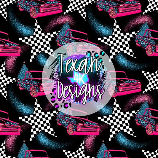 glitter christmas tree truck seamless - DIGITAL PNG