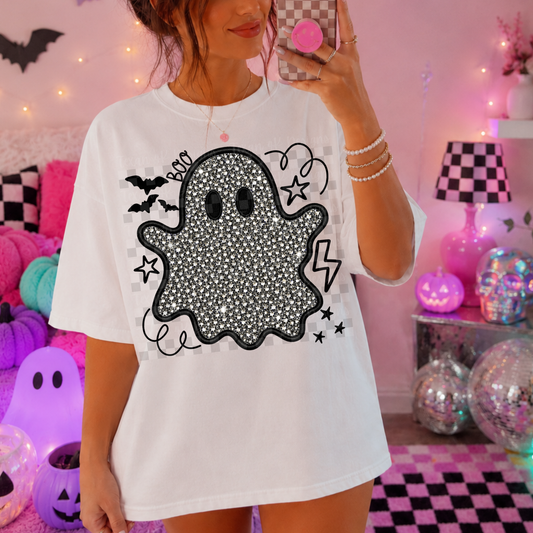 rhinestones doodle purple ghost (silver)- DIGITAL PNG