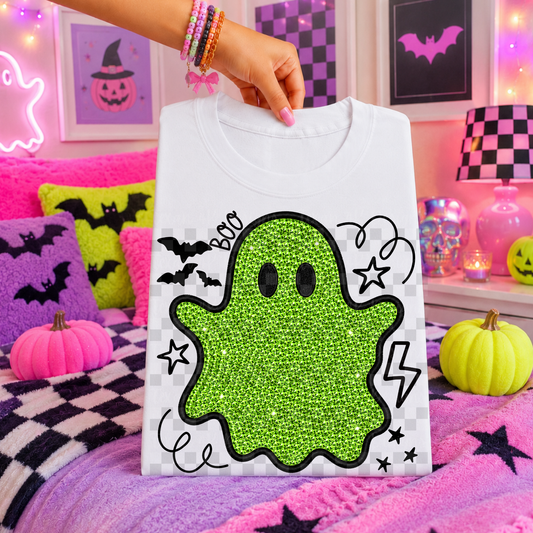 rhinestones doodle purple ghost (green)- DIGITAL PNG