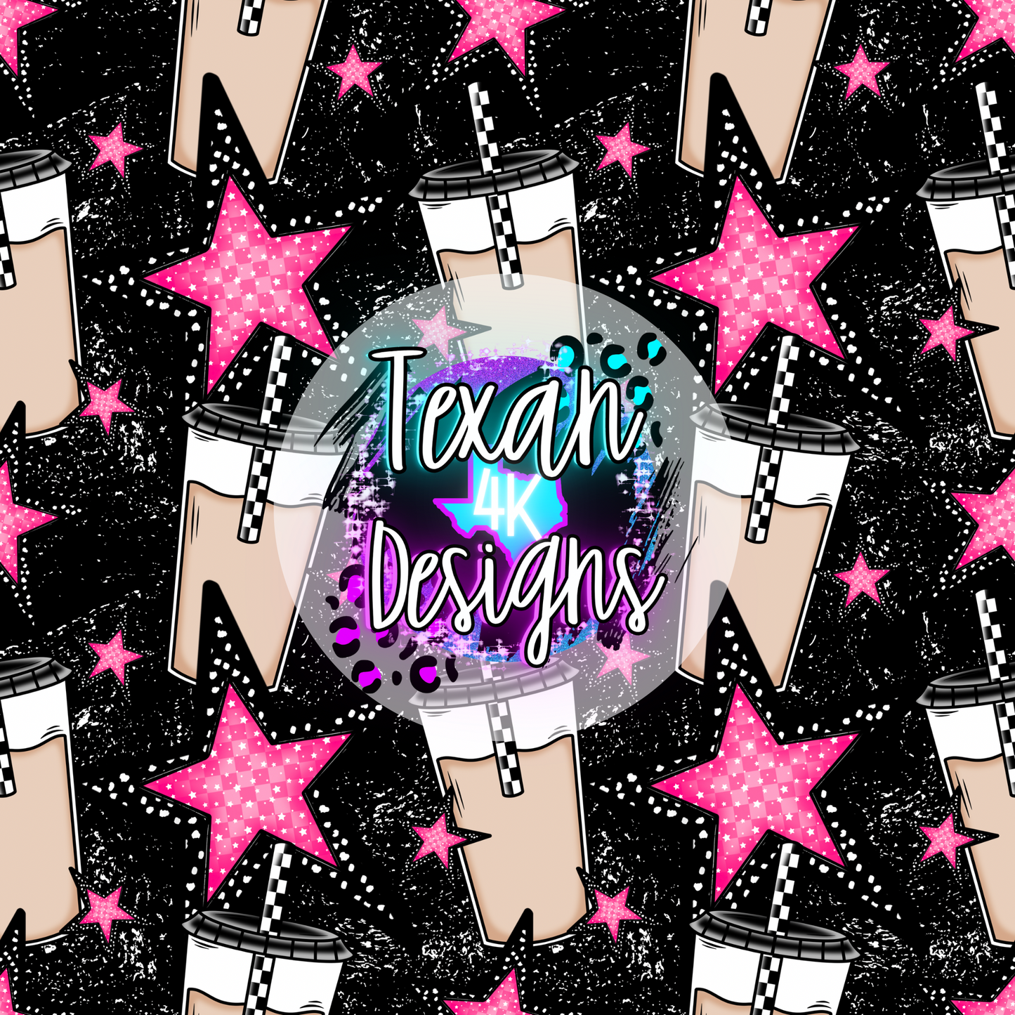 iced coffee stars seamless - DIGITAL PNG