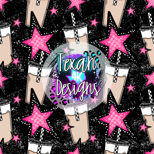 iced coffee stars seamless - DIGITAL PNG