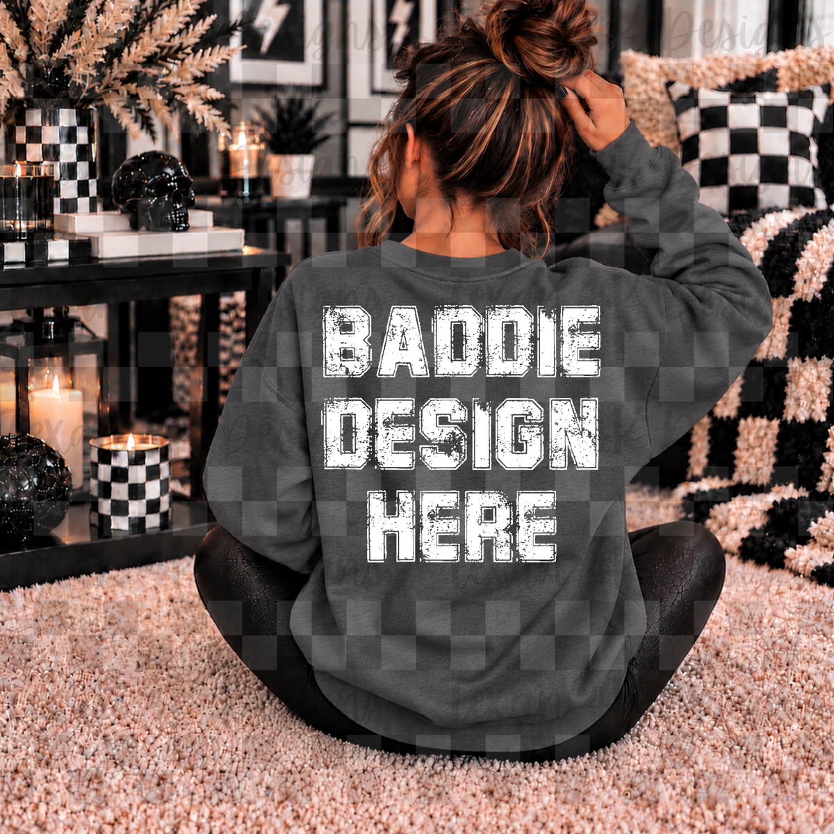 BACK gildan dark heather sweatshirt , mock up