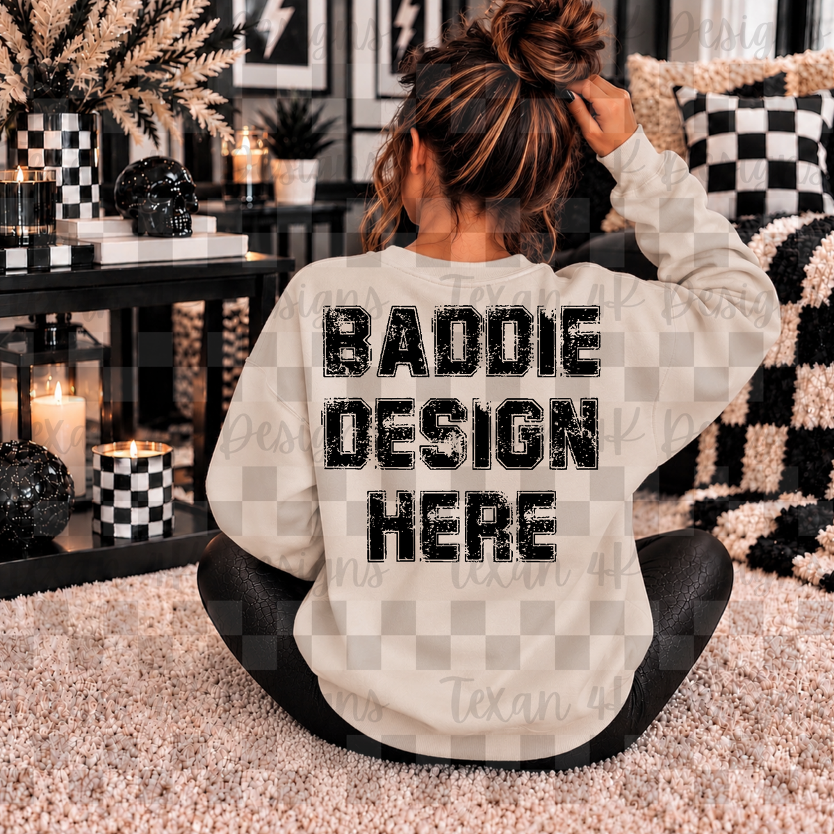 BACK gildan sand sweatshirt , mock up