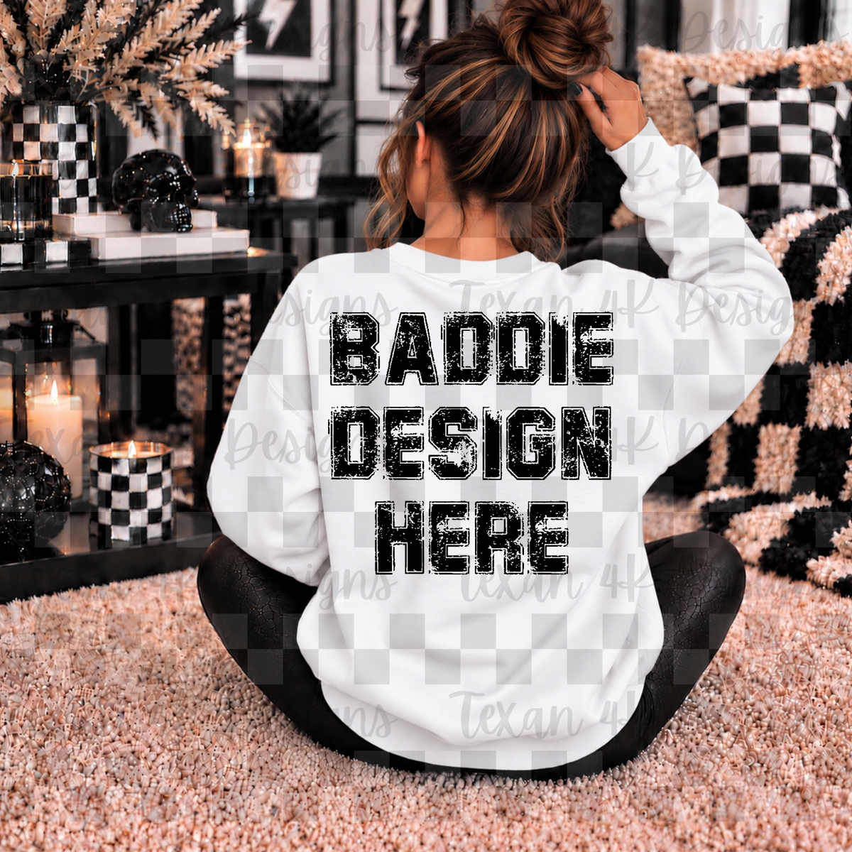 BACK gildan white sweatshirt , mock up