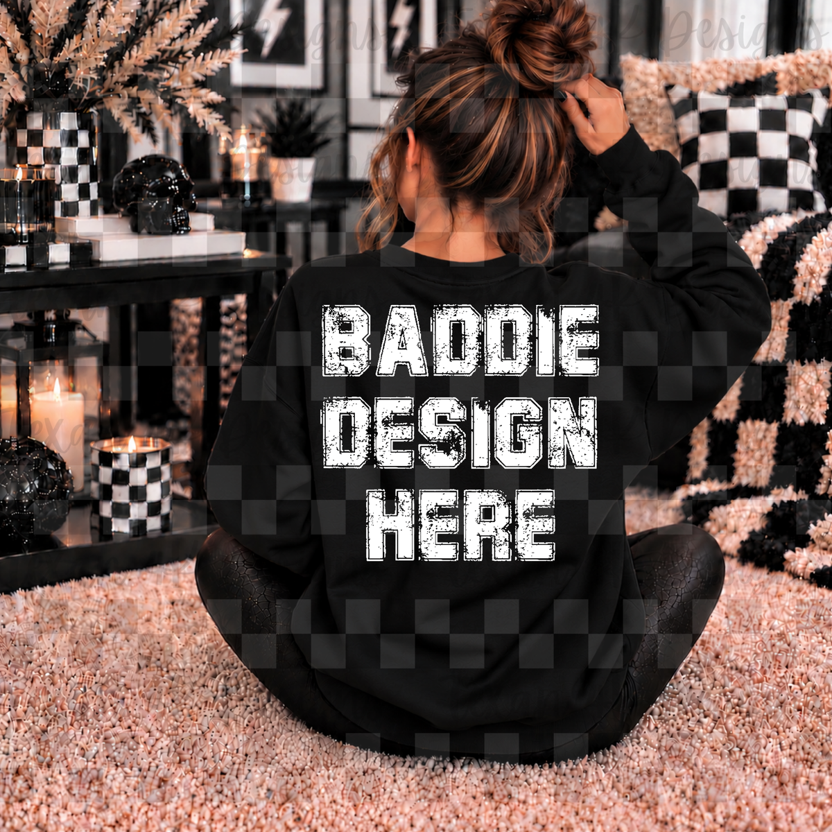 BACK gildan black sweatshirt , mock up