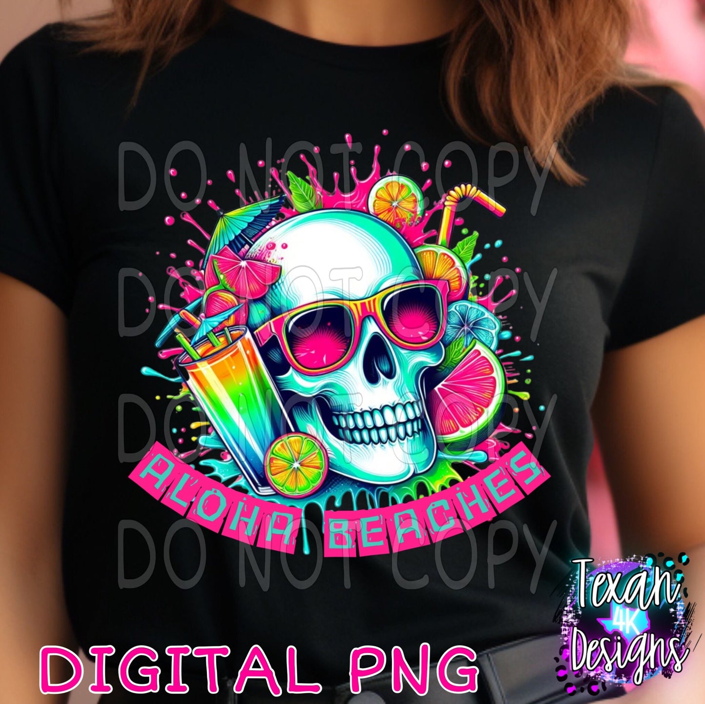 Aloha beaches - DIGITAL PNG - skull