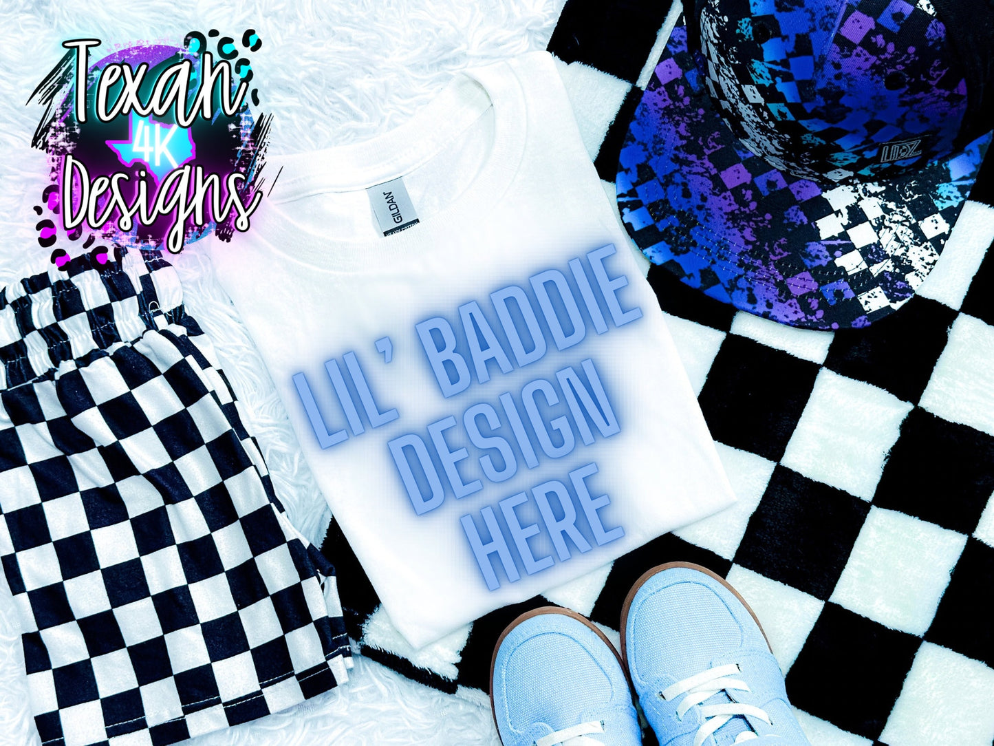 Gildan whiter shirt, toddler boy, checkered, flatlay mock up, digital download